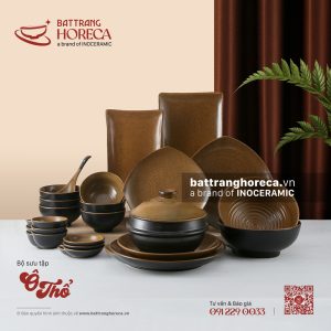 BST bát đĩa Ô Thổ - Bát Tràng