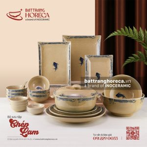 Bộ sưu tậ bát đĩa Chép Lam Bát Tràng