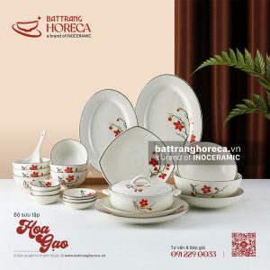 Bộ sưu tập bát đĩa Hoa Gạo Bát Tràng