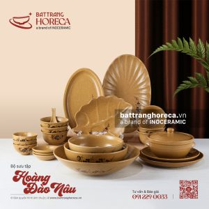Bộ bát đĩa Hoàng Đào Nâu