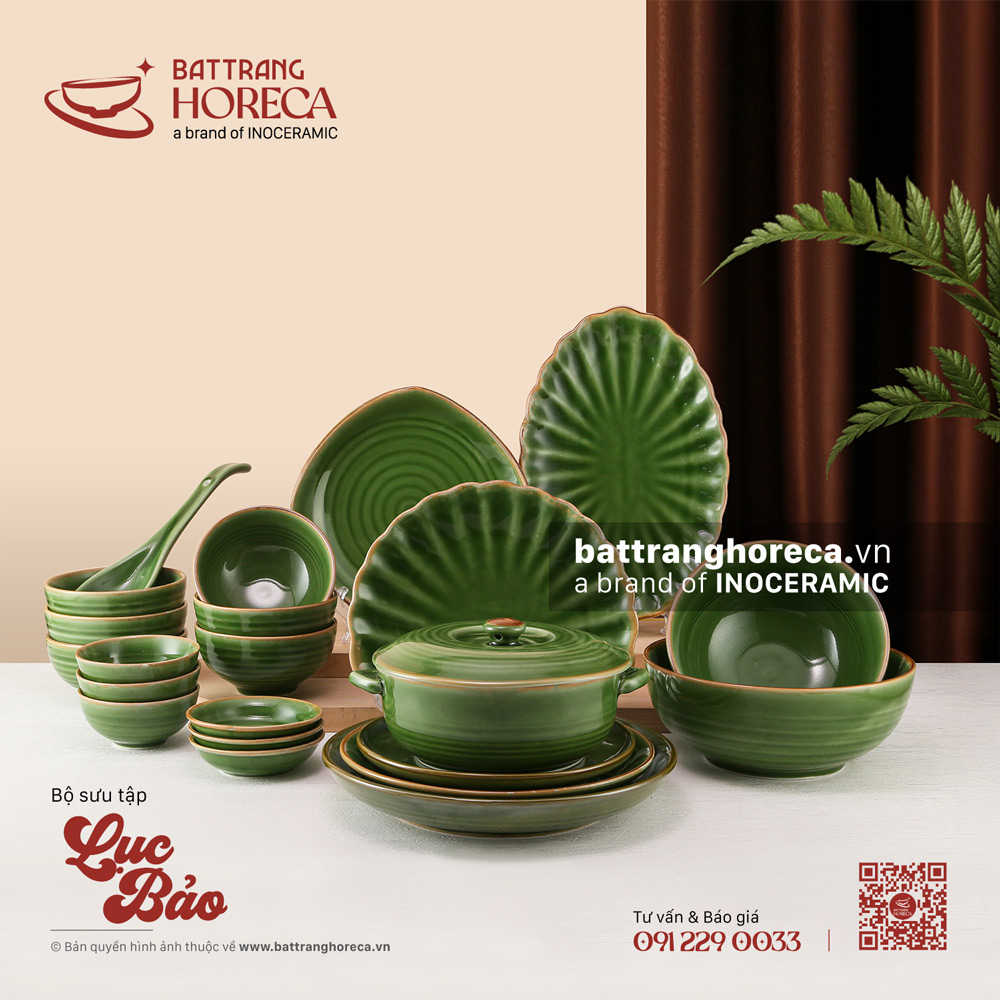 Bộ sưu tập bát đĩa Lục Bảo - Bát Tràng Horeca Bộ sưu tập bát đĩa Lục Bảo