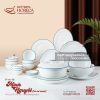 BST bát đĩa Minh Nguyệt chỉ xanh - Bát Tràng Horeca BST bát đĩa Minh Nguyệt chỉ xanh