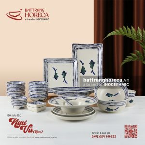 Bộ sưu tập bát đĩa Ngư Vũ Lam - gốm sứ Bát Tràng