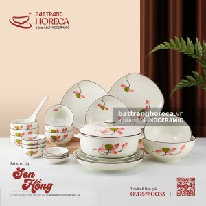 BST bát đĩa Sen Hồng Bát Tràng