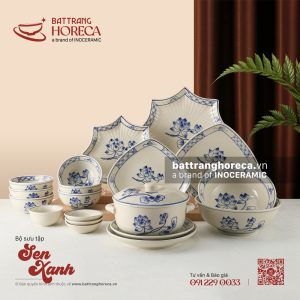 Bộ sưu tập bát đĩa sen xanh Bát Tràng