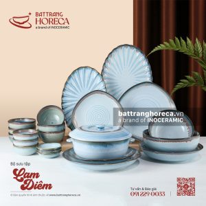 Bộ bát đĩa Diêm Lam Bát Tràng