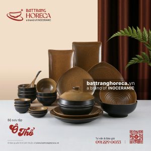 BST bát đĩa Ô Thổ Bát Tràng nhà hàng Việt