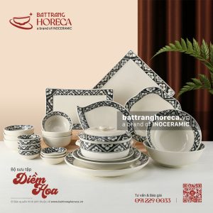 Bộ bát đĩa Diềm Hoa Bát Tràng
