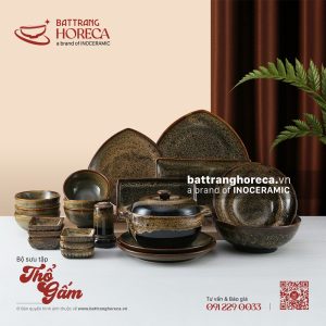 BST bát đĩa Thổ Gấm Bát Tràng