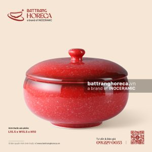 Âu (thố) bầu + nắp 15,5cm - Hồng Ngọc (Ruby) - Men hoả biến