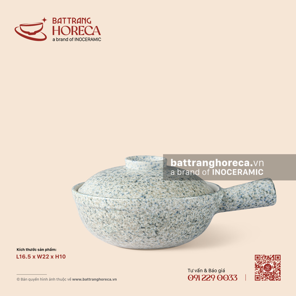 Âu (thố) cơm chui 16,5 x 22cm - Lam Hải - Bát Tràng Horeca Âu (thố) cơm chui 16,5 x 22cm - Lam Hải