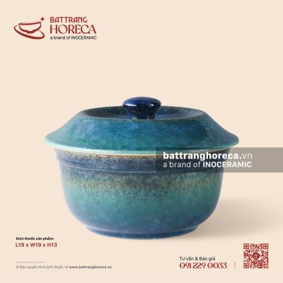 Âu (thố) cơm không tai + nắp 19cm – Tinh Vân – Men hoả biến