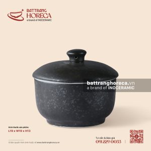 Âu (thố) cơm không tai + nắp 19cm - Thiết Huyền - Men hoả biến