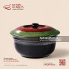 Âu (thố) cơm không tai + nắp 19cm - Dưa Hấu - Men hỏa biến