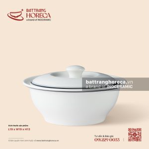Âu (thố) cơm không tai + nắp 19cm - Tịnh Tuyến - Men ngà