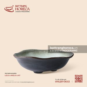 Bát bèo ba chân 22,5cm - Băng Dạ - Men hoả biến
