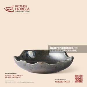 Bát cắt 25cm - Huyền Kim - Men hoả biến