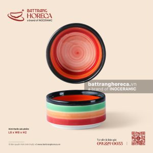Bát (chén) chấm Nhật 8cm - Cầu Vồng - Men màu