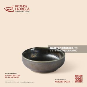 Bát (chén) chấm Nhật - Huyền Kim - Men hoả biến