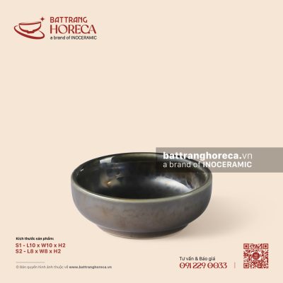 Bát (chén) chấm Nhật – Huyền Kim – Men hoả biến