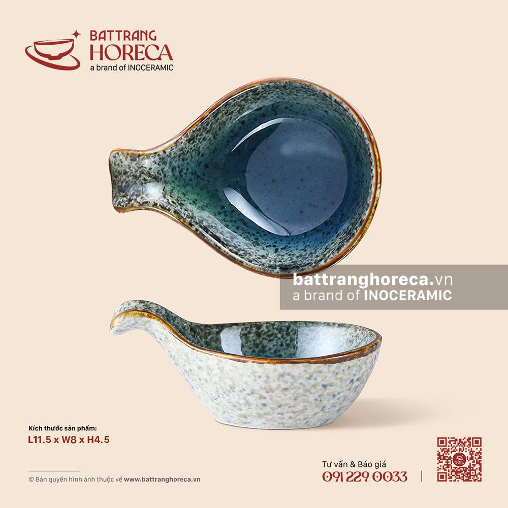 Bát (chén) chấm chuôi 8 x 11,5cm – Lam Hải – Men hoả biến - Bát Tràng Horeca Bát (chén) chấm chuôi 8 x 11,5cm – Lam Hải – Men hoả biến