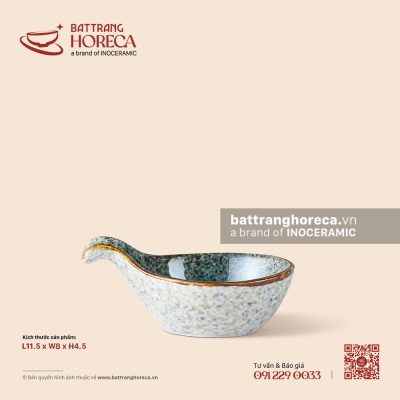 Bát (chén) chấm chui 8 x 11,5cm – Lam Hải – Men hoả biến