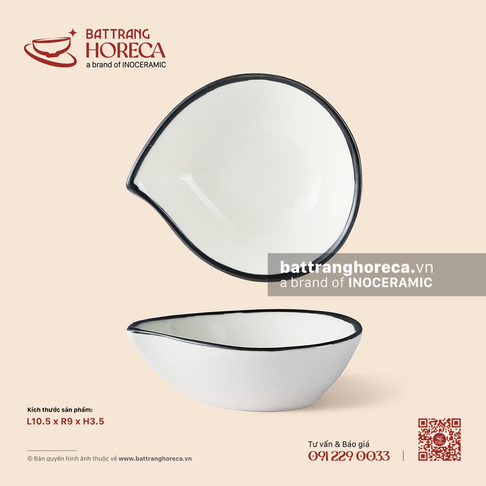Bát (chén) chấm giọt nước 10,5 x 9cm - Tịnh Tuyến - Men ngà - Bát Tràng Horeca Bát (chén) chấm giọt nước 10,5 x 9cm - Tịnh Tuyến - Men ngà