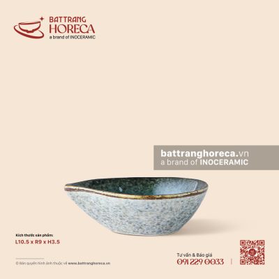 Bát (chén) chấm giọt nước 10,5 x 9cm – Lam Hải – Men hoả biến