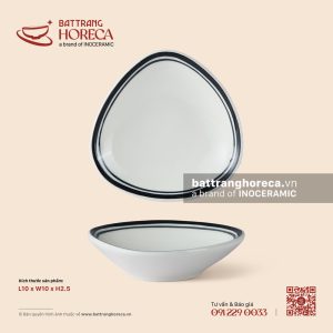Bát (chén) chấm tam giác 10cm - Tịnh Tuyến - Men ngà