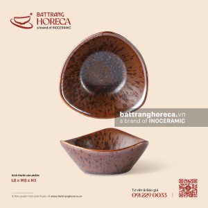 Bát (chén) chấm tam giác 8cm – Huyết Mộc – Men hoả biến