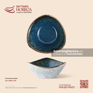 Bát (chén) chấm tam giác 8cm – Lam Hải – Men hoả biến - Bát Tràng Horeca Bát (chén) chấm tam giác 8cm – Lam Hải – Men hoả biến