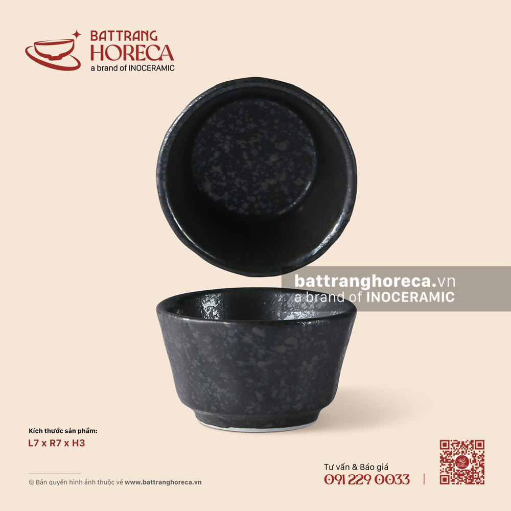 Bát (chén) chấm vát 7cm - Thiết Huyền - Men hoả biến - Bát Tràng Horeca Bát (chén) chấm vát 7cm - Thiết Huyền - Men hoả biến