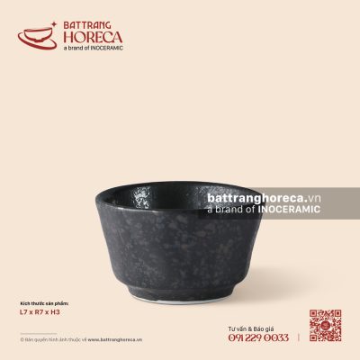 Bát (chén) chấm vát 7cm – Thiết Huyền – Men hoả biến
