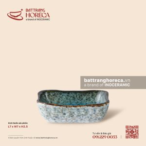 Bát (chén) chấm vuông méo 7cm - Lam Hải