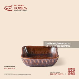 Bát (chén) chấm vuông méo 7cm - Huyết Mộc