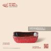 Bát (chén) chấm vuông méo 7cm - Hồng Ngọc (Ruby) - Men hoả biến