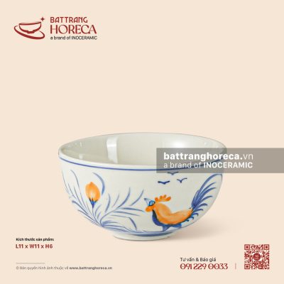 Bát (chén) cơm bầu 11cm – Ô Kê – Men ngà