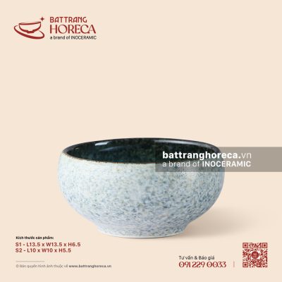 Bát (chén) cơm bầu – Lam Hải – Men hoả biến