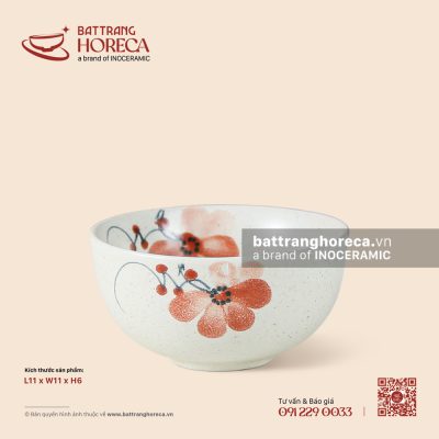 Bát (chén) cơm bầu 11cm – Hoa Ban – Men tấm