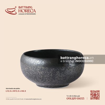 Bát (chén) cơm bầu đại 13,5cm – Thiết Huyền – Men hoả biến