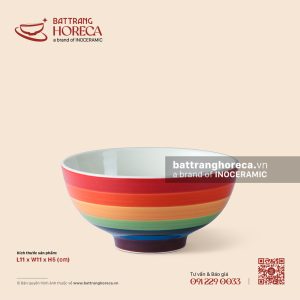 Bát (chén) cơm cạn 11cm - Cầu Vồng - Men màu