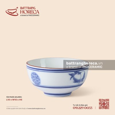 Bát (chén) cơm cúp 10cm – Thọ Đào – Men trắng