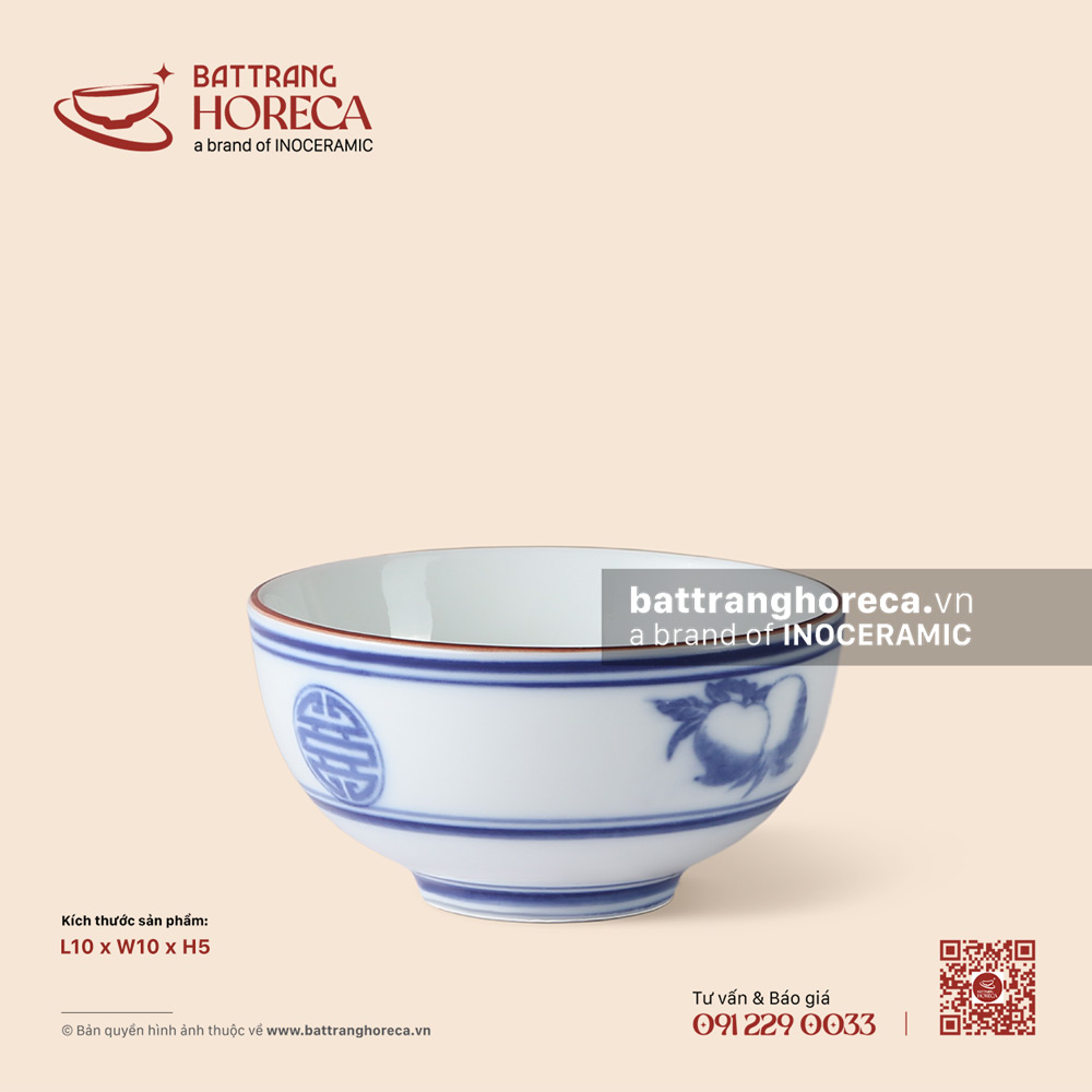 Bát (chén) cơm cúp 10cm - Bát Tràng Horeca Bát (chén) cơm cúp 10cm
