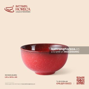 Bát (chén) cơm cúp 10cm - Hồng Ngọc (Ruby) - Men hoả biến