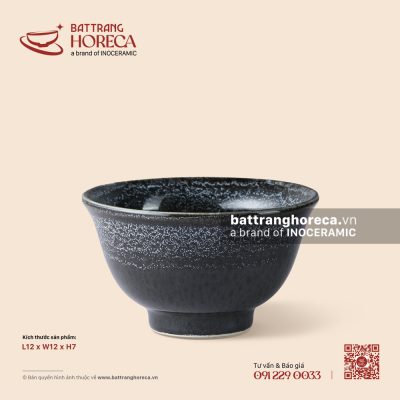 Bát (chén) cơm miệng loe 12cm – Huyền Dạ – Men hoả biến