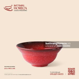 Bát (chén) cơm yêu 12cm - Hồng Ngọc (Ruby) - Men hoả biến
