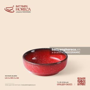 Bát (chén) mắm Nhật 9,5cm - Hồng Ngọc (Ruby) - Men hoả biến