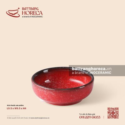 Bát (chén) mắm Nhật 9,5cm – Hồng Ngọc (Ruby) – Men hoả biến