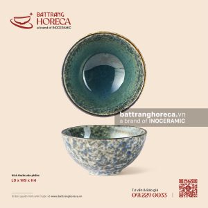Bát (chén) mắm cao 9cm – Lam Hải – Men hoả biến - Bát Tràng Horeca Bát (chén) mắm cao 9cm – Lam Hải – Men hoả biến