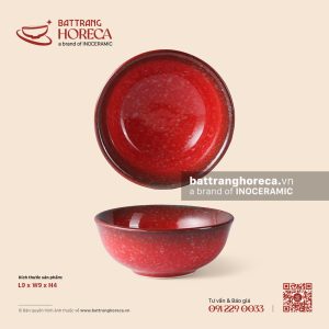 Bát (chén) mắm cao 9cm - Hồng Ngọc (Ruby) - Men hoả biến